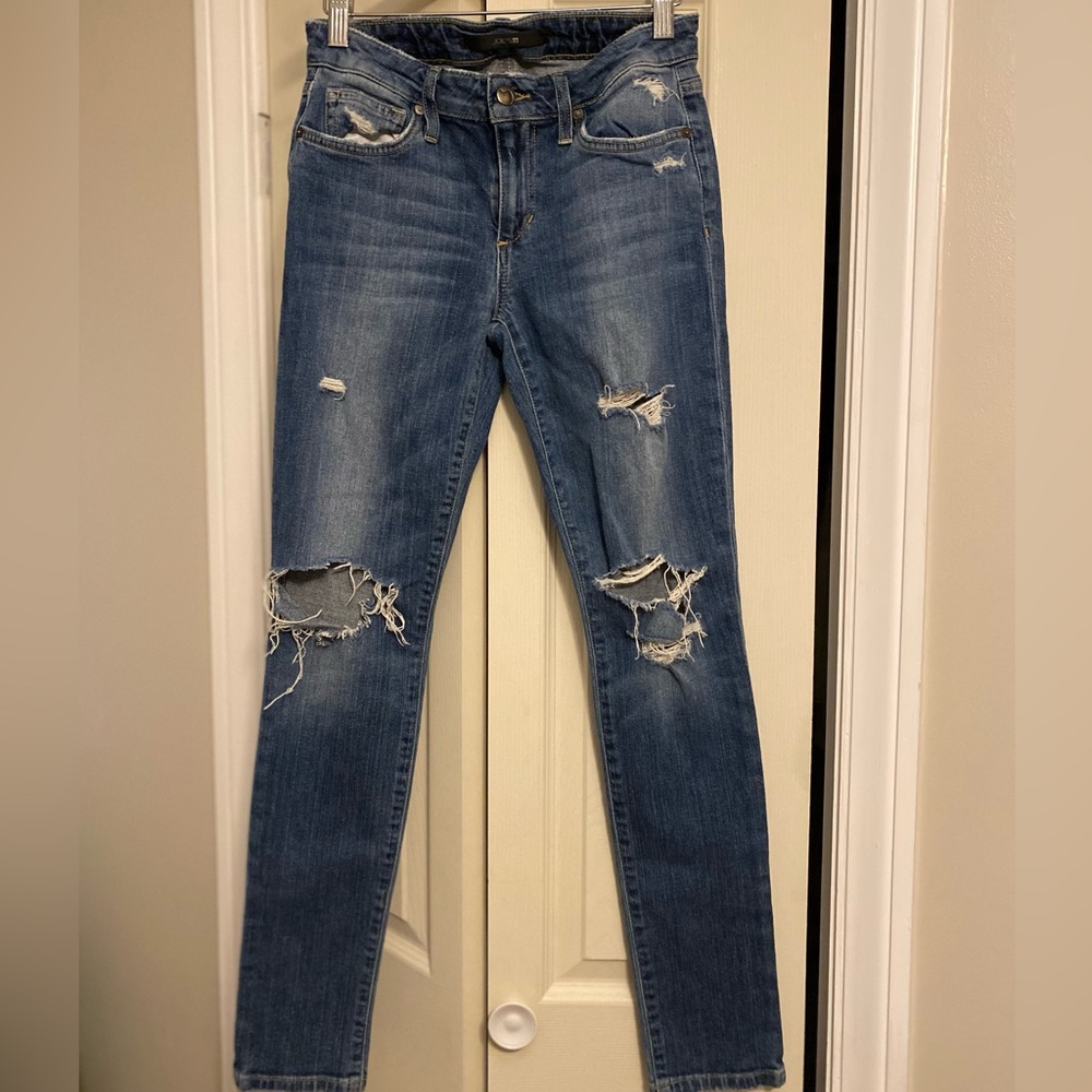 Joes Skinny Jeans with Distressed Knees and Tapered Fit